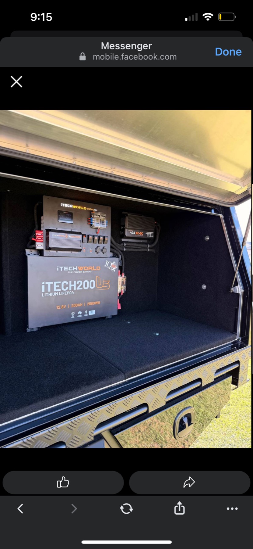 Lithium battery in vehicle canopy