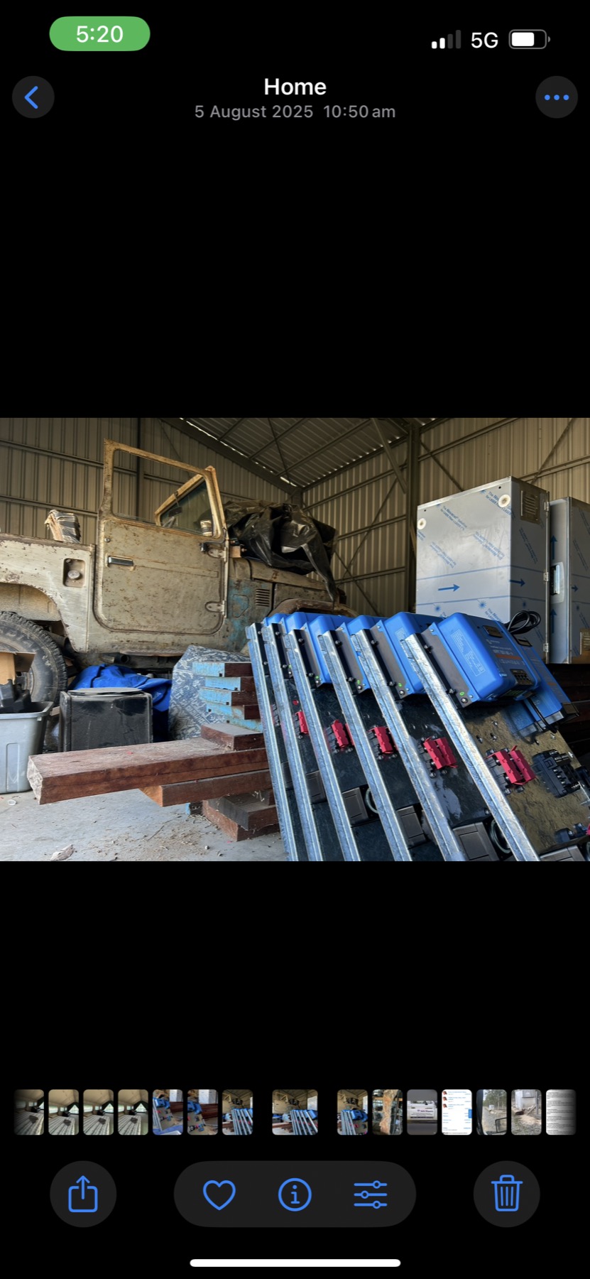Workshop scene with Victron electrical gear